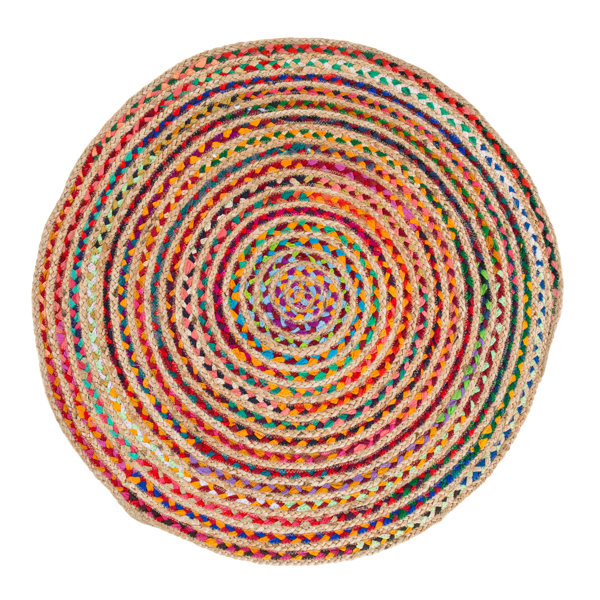 Dakota Fields Rainbow By Rita Rugs, Jute Hand Woven Round Rug, 7'' X 7